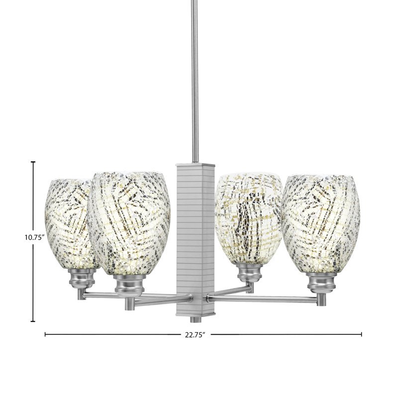 Lustre à 4 lumières Edge avec verre fusion 5 po, Naturel, Nickel brossé