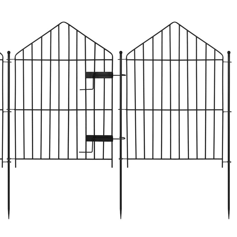 Clôture de jardin en métal noir incluse (ensemble de 5)