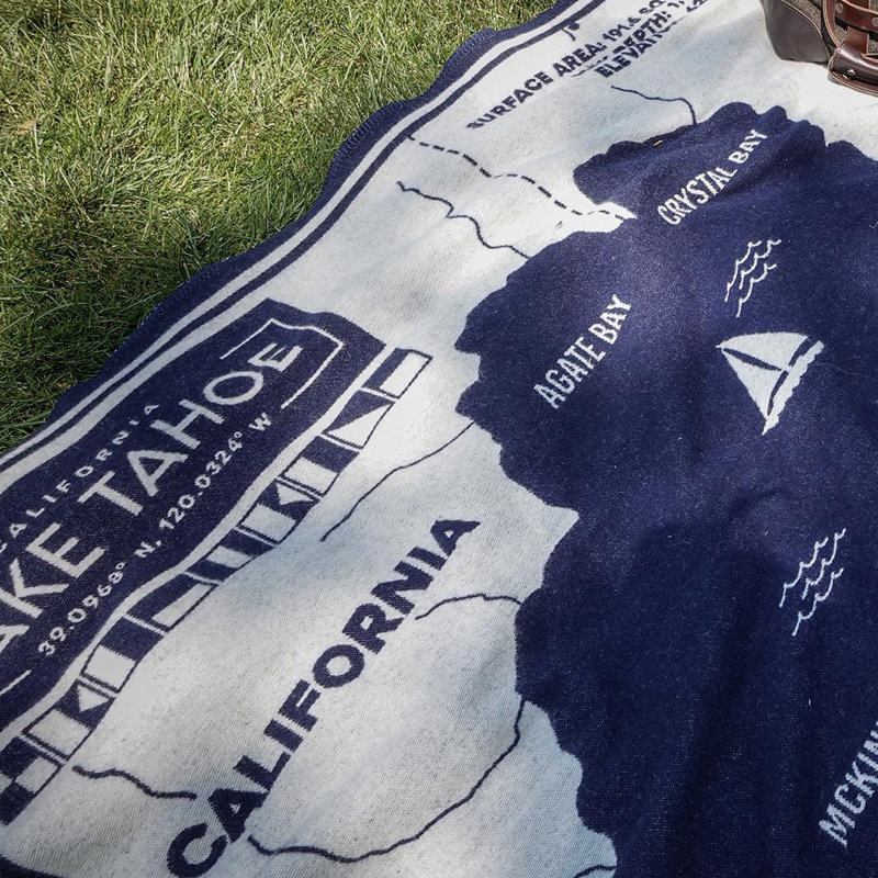 Lake Tahoe Map Merino Wool Throw