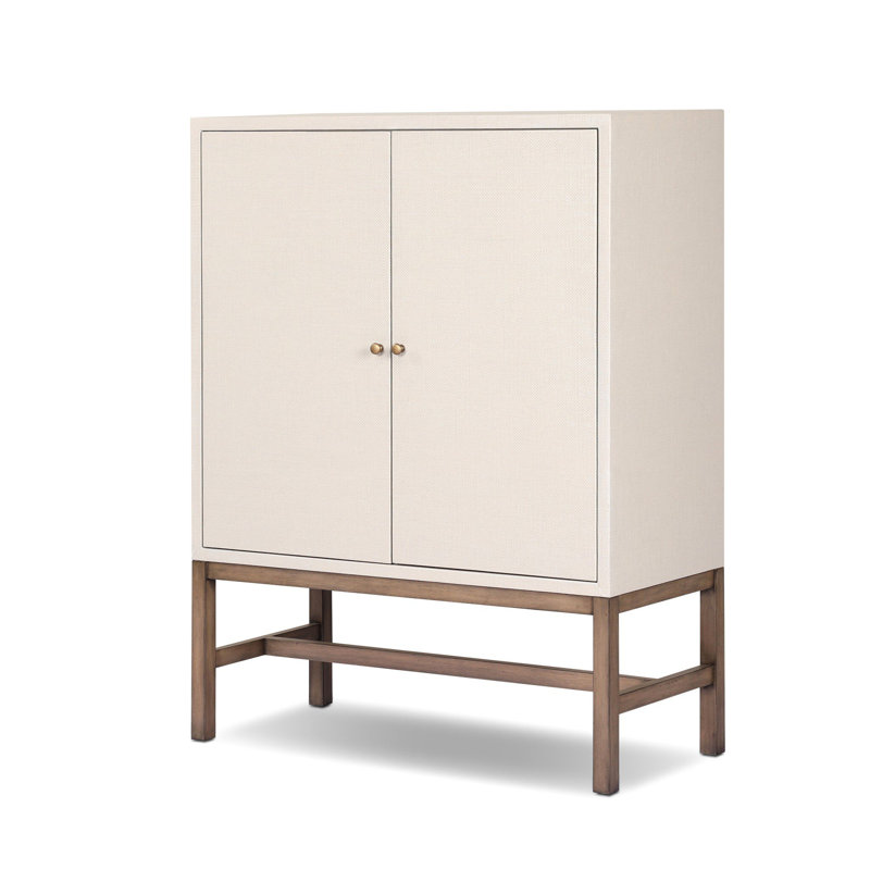 Fiona Bar Cabinet, Ivory Painted Raffia
