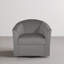 Fauteuil demi-tonneau pivotant rembourré en velours gris-1248396667