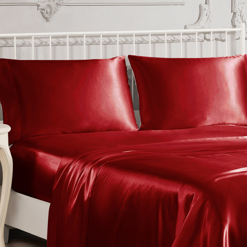 Red Satin Standard/Queen Pillowcases Set of 2