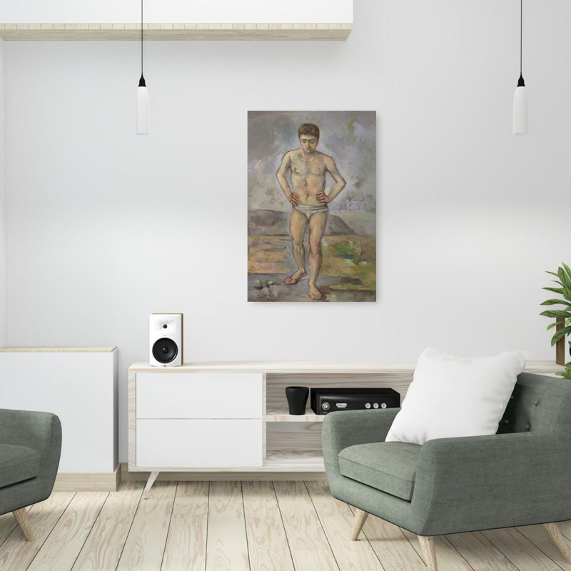 La Baigneuse, vers 1885, estampe d'art mural abstraite contemporaine (portrait)., H 36 po x l 24 po