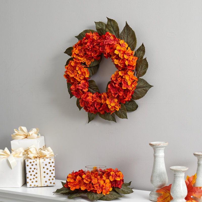 Faux Hydrangea Polyester 20'' Wreath