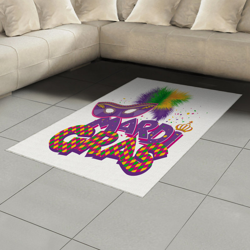 Mardi Gras High Density Long Fiber Poly Threads Decorative Area Rug Carpet, Rectangle 4' x 5'8"