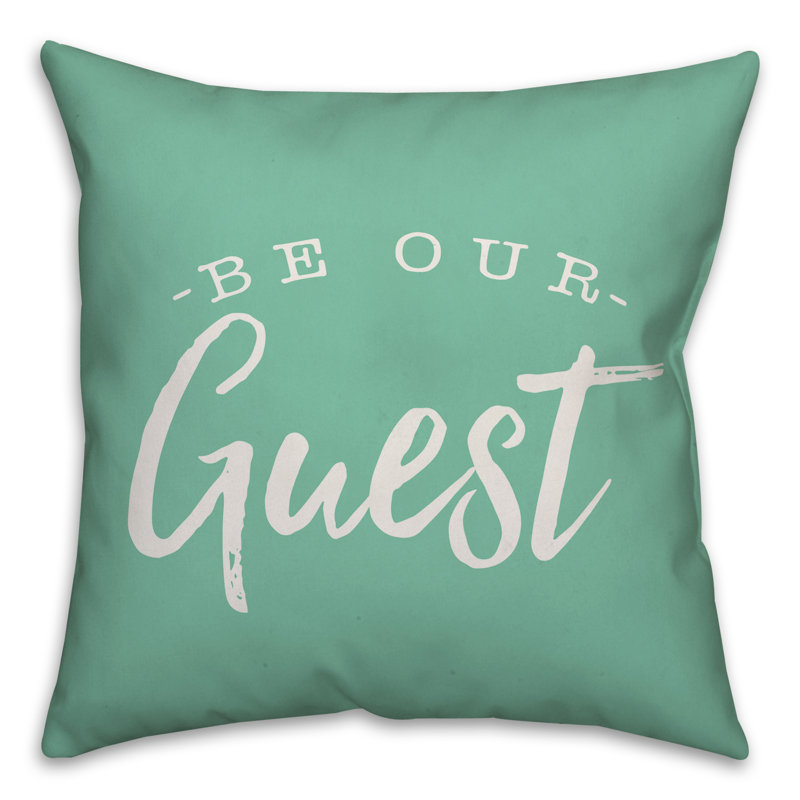 Textual Outdoor Throw Pillow, 18" H x 18" W, Mint Green