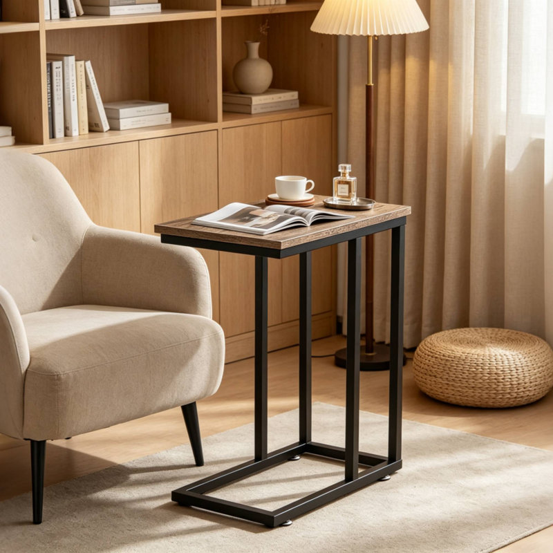 Camillie 24'' Tall C Table End Table, Gray Top/Gray Base