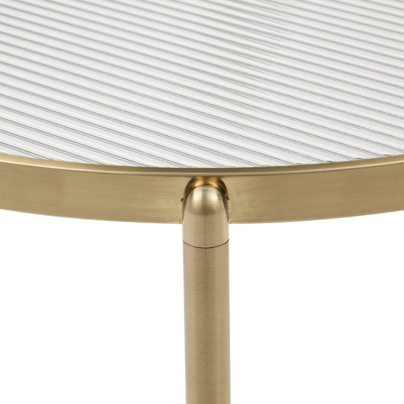 Stylish and Modern Addlie Nesting Fluted Glass Finished Metal Frame Round Coffee Table, Gold
