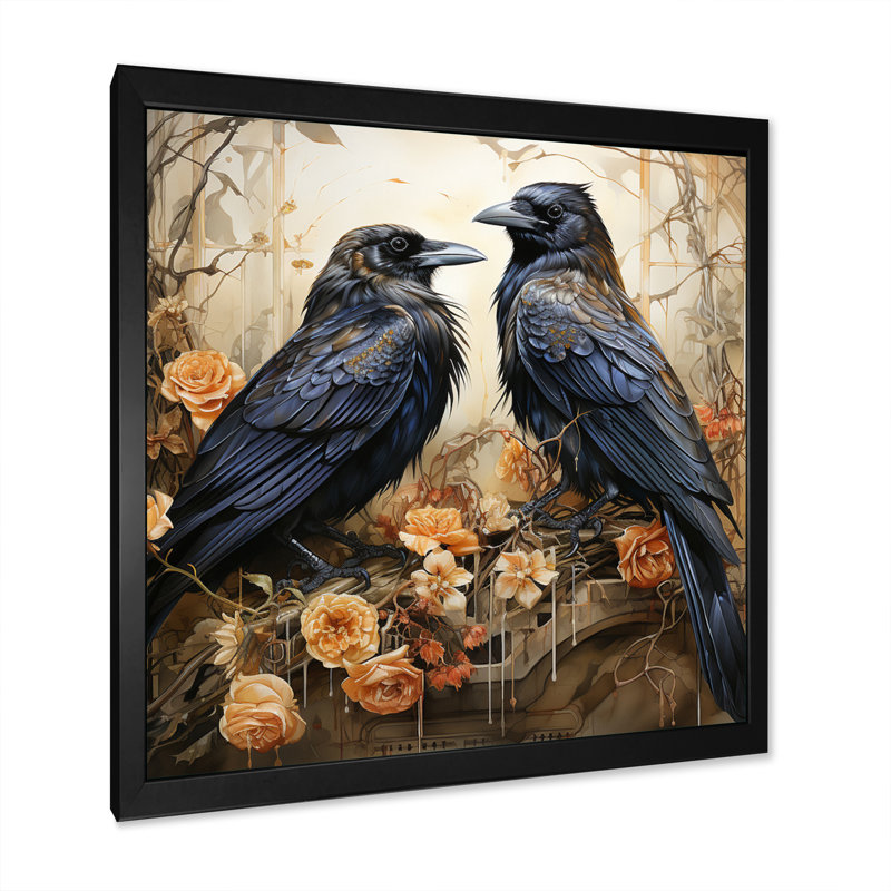" Crow Golden Regency I ", Black Single Picture Framed, 36" H x 36" W x 1.5" D