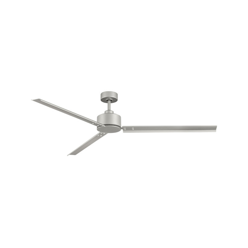 Indy 72" 3 - Blade Outdoor Propeller Ceiling Fan with Wall Control, Brushed Nickel