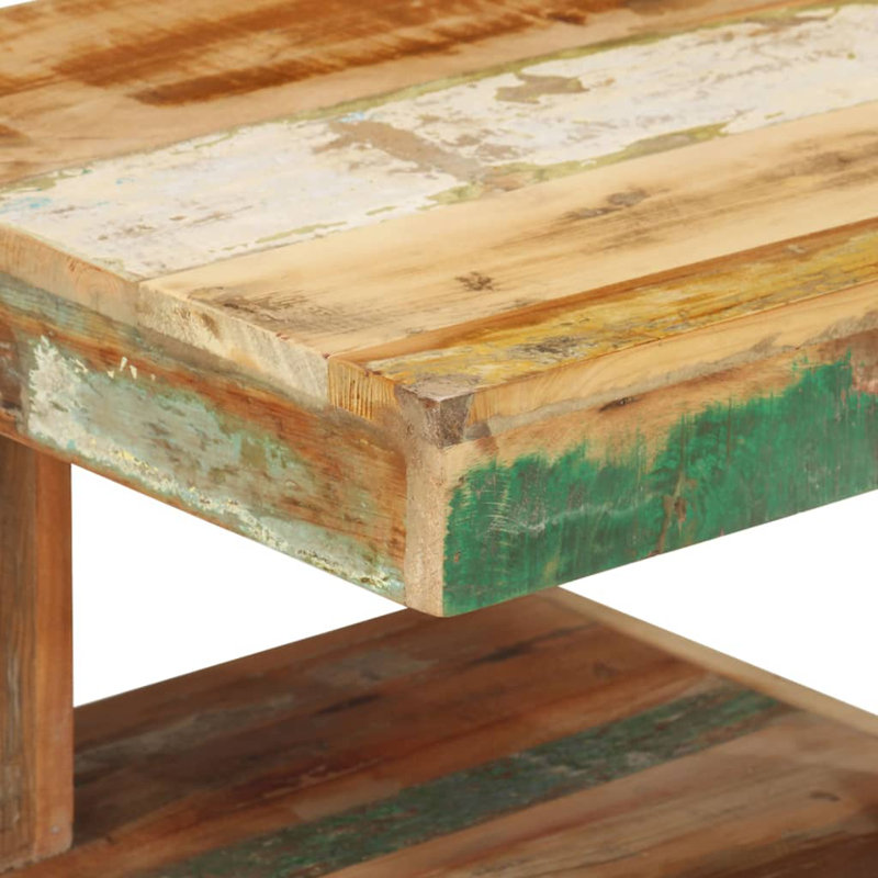 Sparta Solid Wood Floor Shelf Coffee Table with Storage, Multicolor