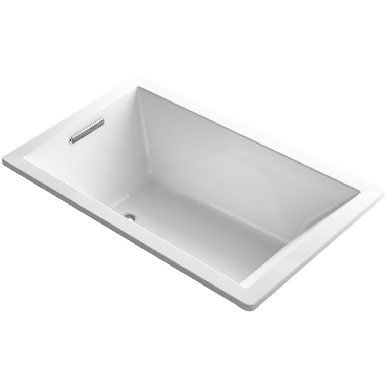 Underscore® 60" x 36" Drop-in VibrAcoustic® Bath with Bask® Heated Surface 60" x 36" Drop In or Undermount Soaking Acrylic Bathtub with Heater