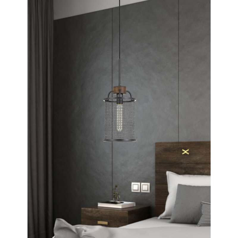 Luminaire suspendu en métal et bois de pin 1 lumière Aberdeen