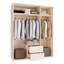 Chadwic Modern minimalistic wardrobe with 3 doors and 2 drawers, push-to-open, engineered wood, beige, 169.2 cm W x 214.3 cm H x 60 cm D