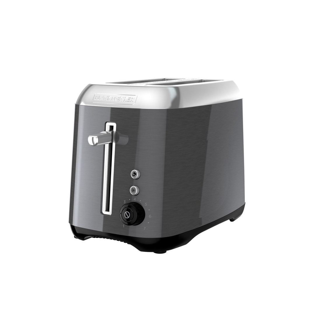 BLACK+DECKER 2-Slice Toaster With Extra Wide Slot Push-Button Functions, Shade Selector And Swing-Down Crumb Tray, Black/Stainless Steel BLACK+DECKER