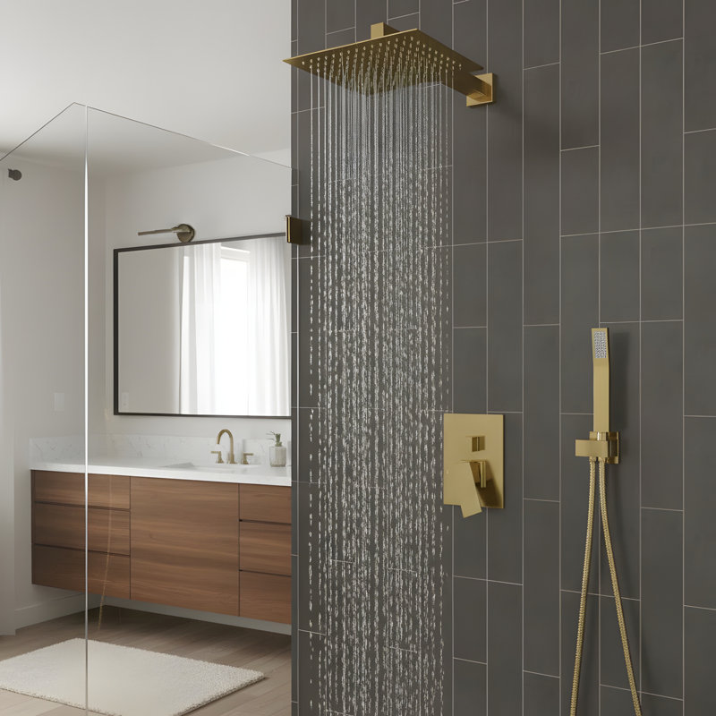 10 Inch Wall Mounted Dual Shower Head Shower Set, Gold