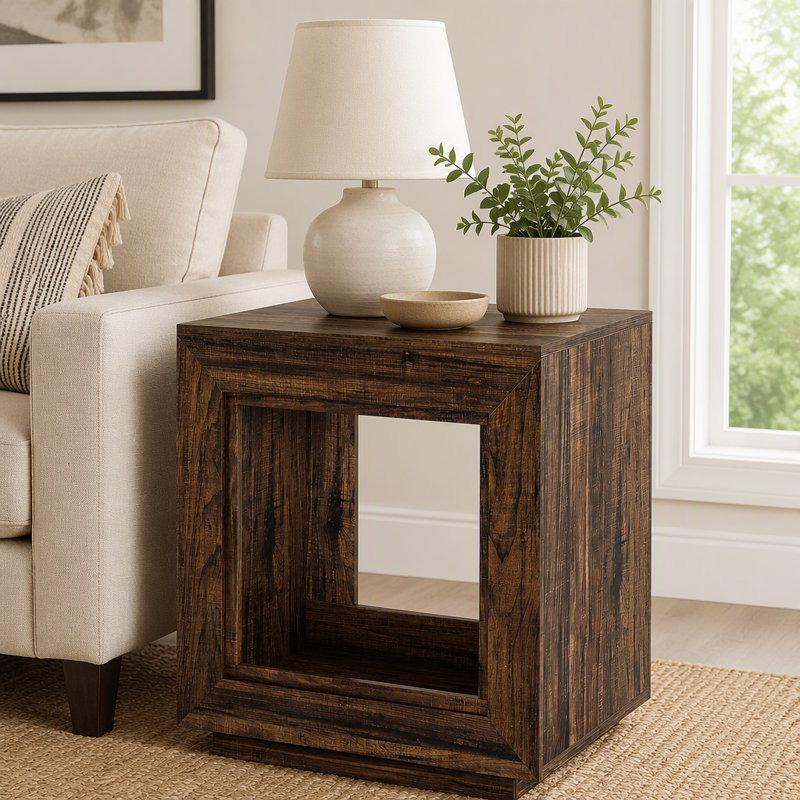 Wood End Table, Square Side Table Nightstands