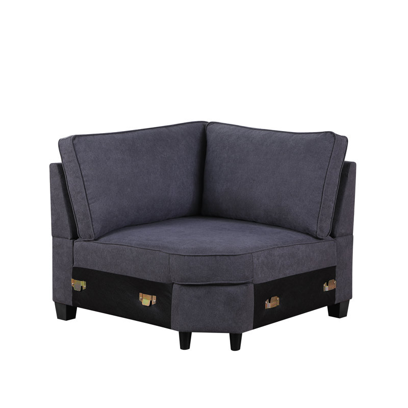 Canapé modulaire faisant face à la gauche de 124 po de largeur Adur, Mélange de polyester gris foncé