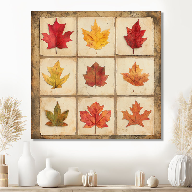 «Fall Leaves», art mural, toile d'automne, Gesse, Toile tendue, H 30 po x l 30 po