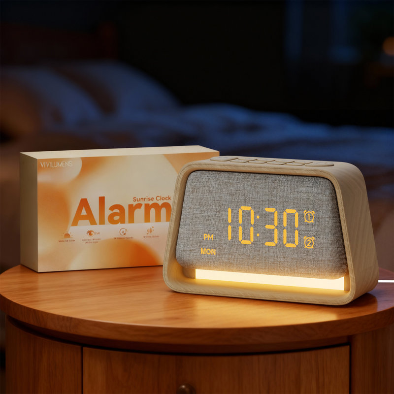 Réveil en bois Sunrise, Grain de bois clair
