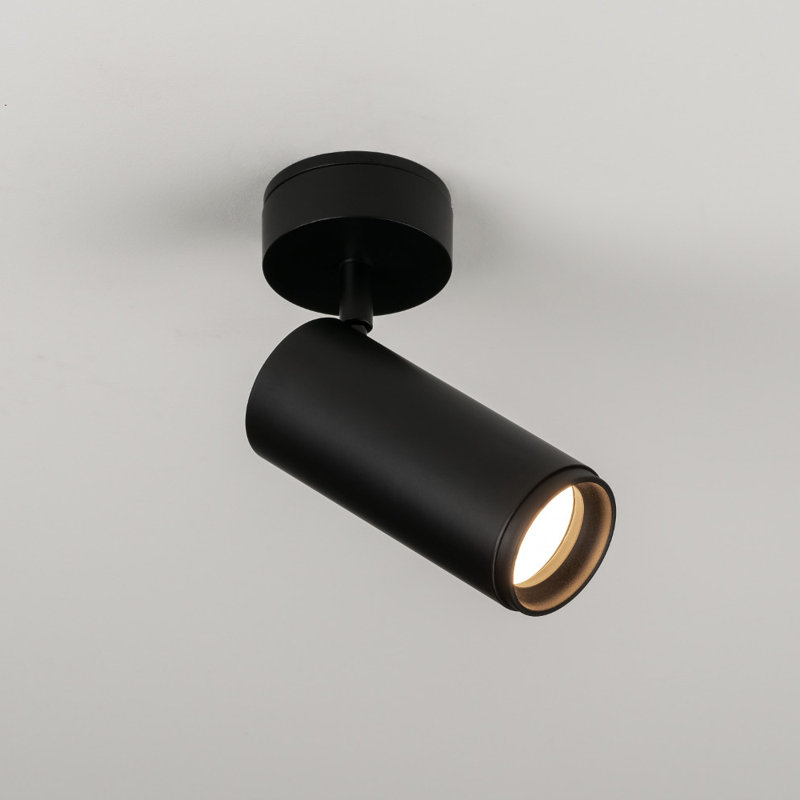 Haul 5'' Simple Cylinder LED Semi Flush Mount, Matte Black Lacquer