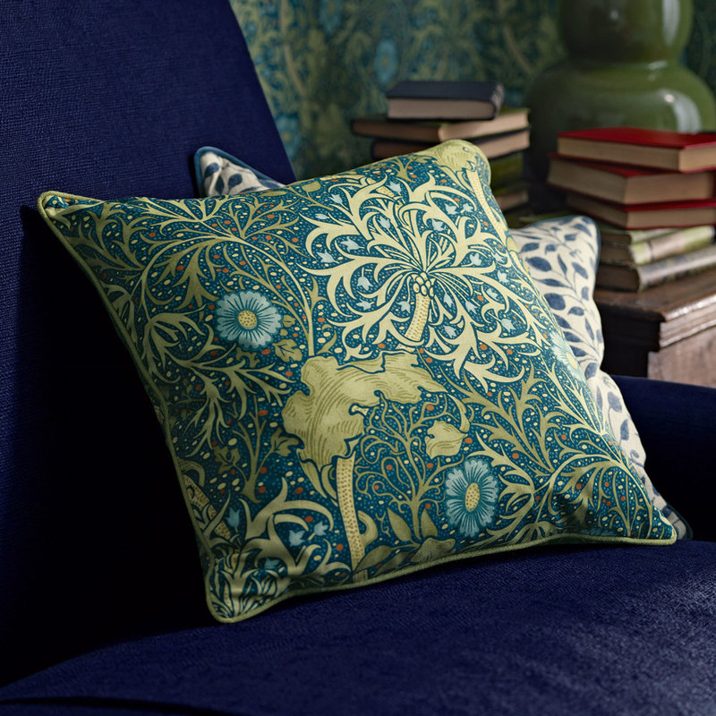 Seaweed Fabric, 	Cobalt/Thyme