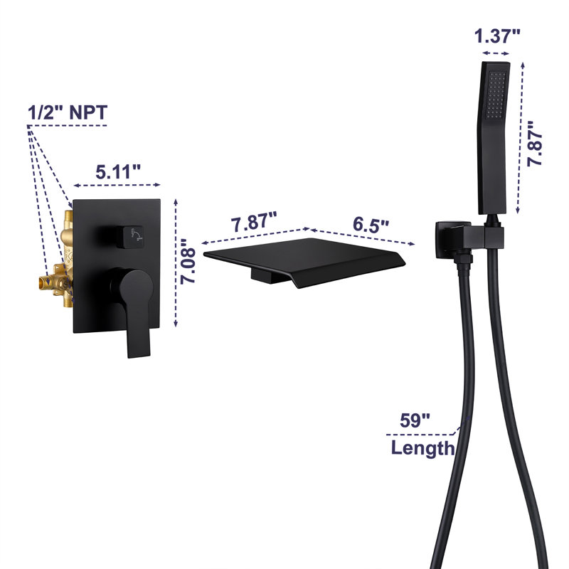 Bathroom Freestanding Tub Filler, Matte Black