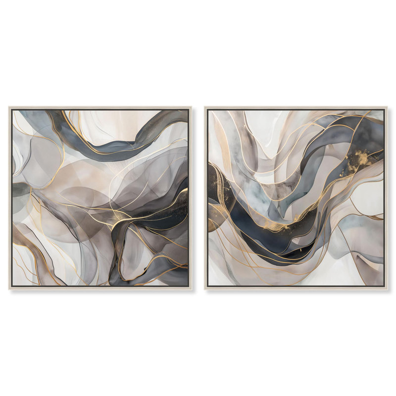 «Gleaming Horizons Duo» par Art Remedy, cadre argenté, 12 x 12, H 13 po x l 13 po, Silver Frame