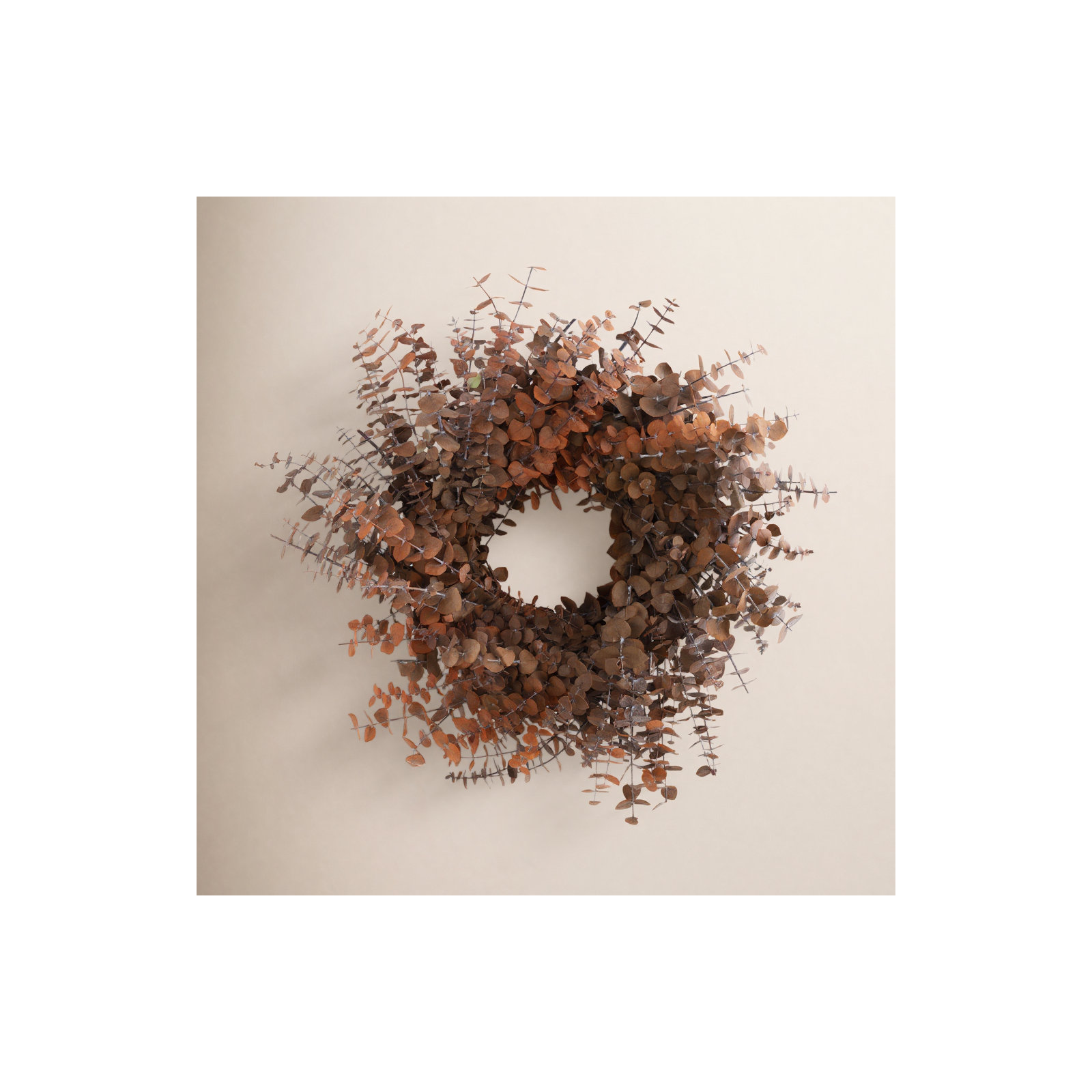 19'' Handcrafted Preserved Eucalyptus Baby Eucalyptus Wreath, Orange