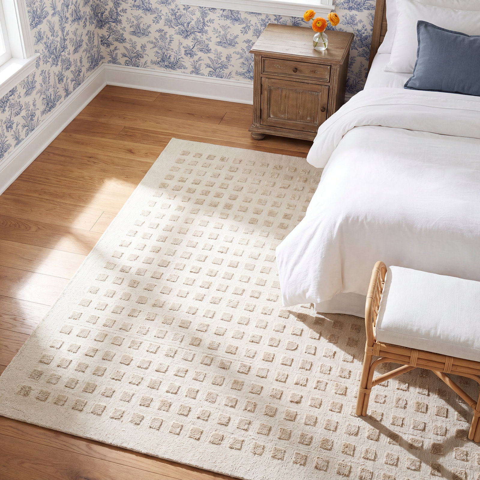 Chris Loves Julia x Loloi Polly Handmade Ivory/Natural Rug, Rectangle 7'9" x 9'9"