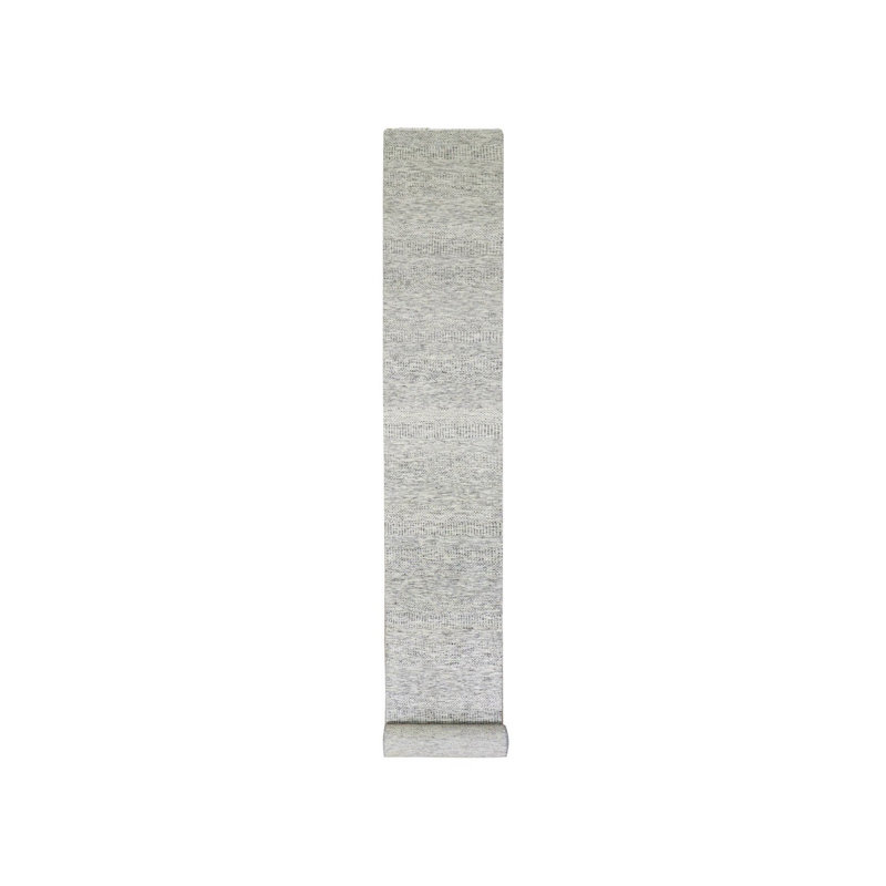 Tapis de couloir gris en laine nouée à la main 2 pi 6 po x 20 pi 5 po XL 83020A98DC254FF9A72598352804A2FE