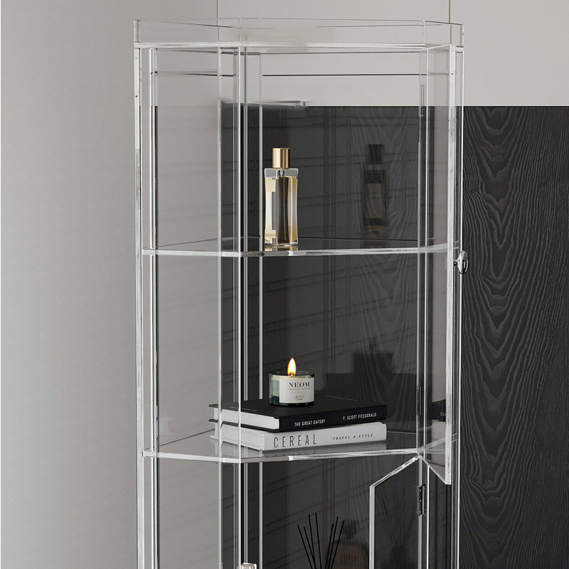 Transparent corner display bookcase