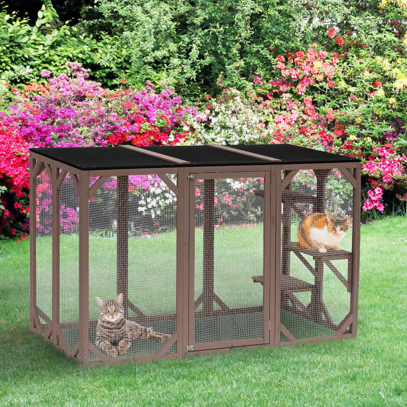 Maison pour chat d'extérieur Pawhut, abri pour chat en bois Catio