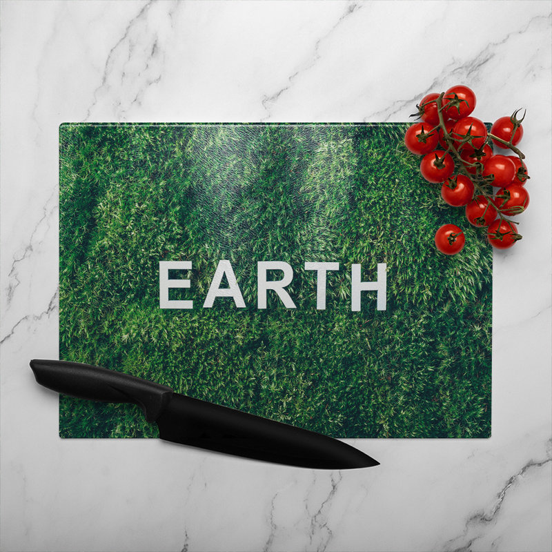 Wellness Earth Designer Glass Chopping Board, 40cm L x 28cm W