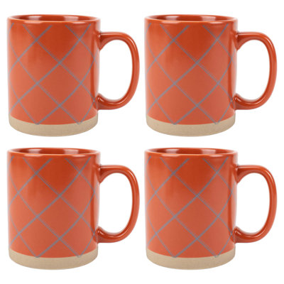 Ensemble de 4 tasses en céramique à fond brut orange