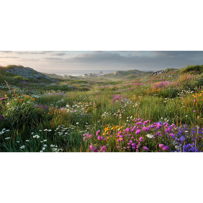 Art mural sur toile Coastal Bloom Vista, H 20 po x l 40 po