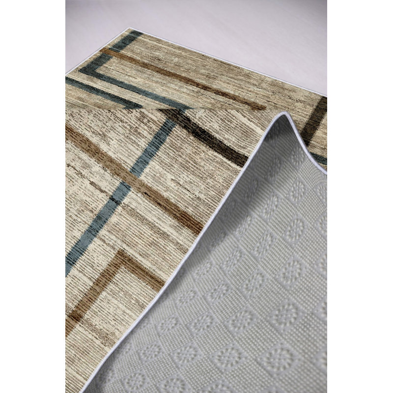 Tapis élégant, gris, 4,6 x 7,2 pieds | 100% polyester, 650 g / m² | Pois antibactérien, écologique et antidérapant en PVC | Lavable à la machine, imprimé numérique, parfait pour le salon et la chambre à coucher