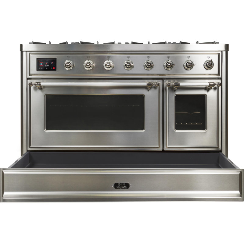 Majestic II 48" 5.02 cu. ft. Freestanding Dual Fuel Range with Griddle, White/Copper, Liquid Propane