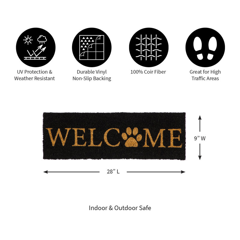 Tegan Paw Print Welcome Kensington Switch 28.25 x 9.25 Non-Slip Outdoor Door Mat
