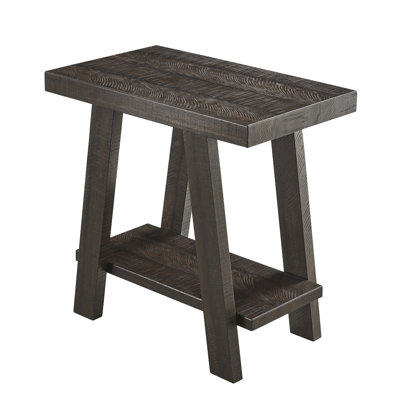 Table d'appoint en bois avec tablette contemporaine en bois vieilli, plateau rectangulaire avec fonction allongée, pieds évasés, espace de rangement supplémentaire inclus, bois manufacturé, l 23,5 po x P 14 po et H 22 po