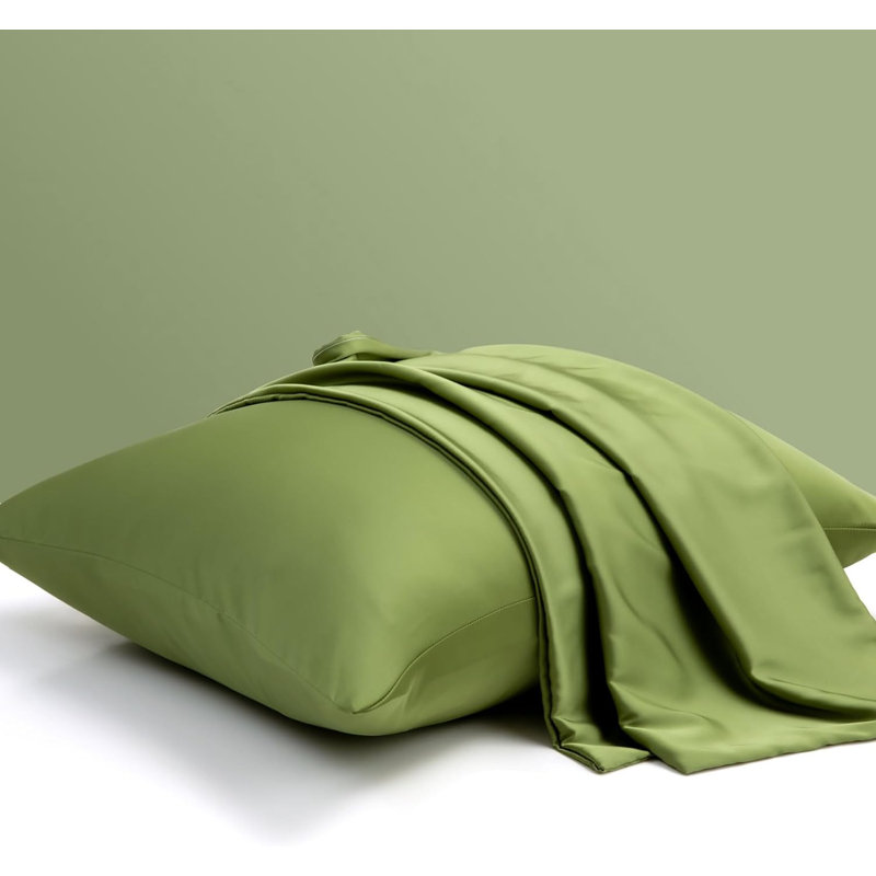 Luxe Mulberry Silk Pillowcases with Hidden Zipper (Set of 2), Queen Pillowcase, Mosstone