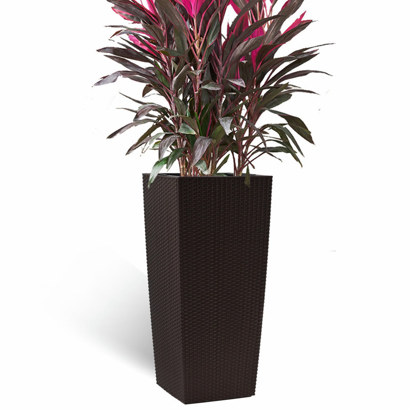 Flower Pot Planter With Self-Watering Drainage Holes, 30.12" H x 15.35" W x 15.35" D, Brown
