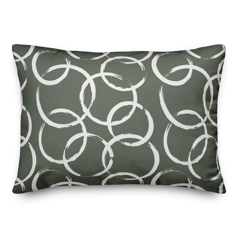  Coussin décoratif géométrique intérieur / extérieur en polyester, H 18 po x l 25 po, Sauge