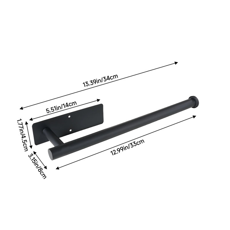 34cm 1 Towel Bar, Black