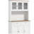 HOMCOM 71-inch high kitchen storage cabinet with microwave shelf, independent dining table cabinet with wall cabinet, 2 drawers, 5 doors, adjustable shelves and glass doors, white, suitable for kitchen, dining room