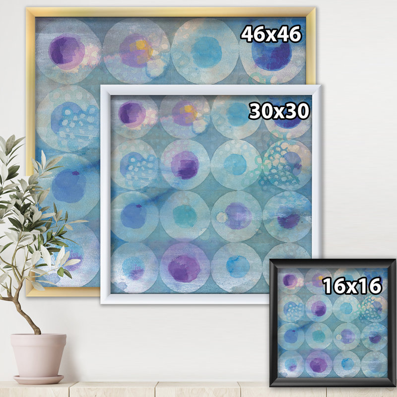« aquarelle géométriqueal circles ii », reproduction d’image sur toile, H 16 po x l 16 po x P 1 po, Cadre doré