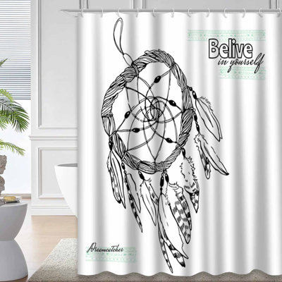 Dream Catcher Native American Culture Drawn Shower Curtain with 12 Hooks
