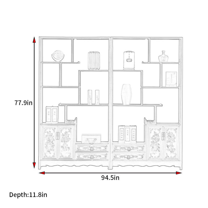 New Chinese Retro Simple Style Bookcase