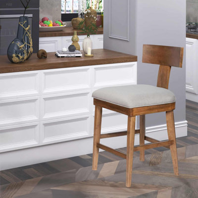 Theodora T- Back Bar Stool with Wood Seat Frame and Cushion