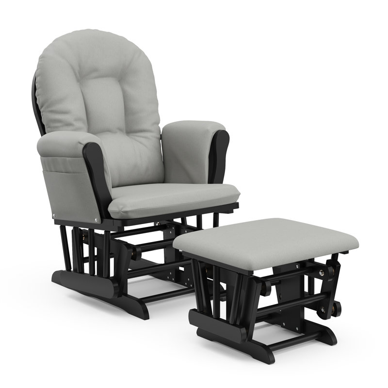 Fauteuil oscillant avec repose-pieds Hoop, Noir, Gris clair